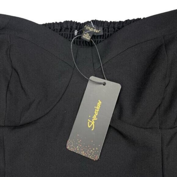 Shinestar Sweetheart Neck Smocked Fit & Flare Dress In Black Size XL - Picture 4 of 5